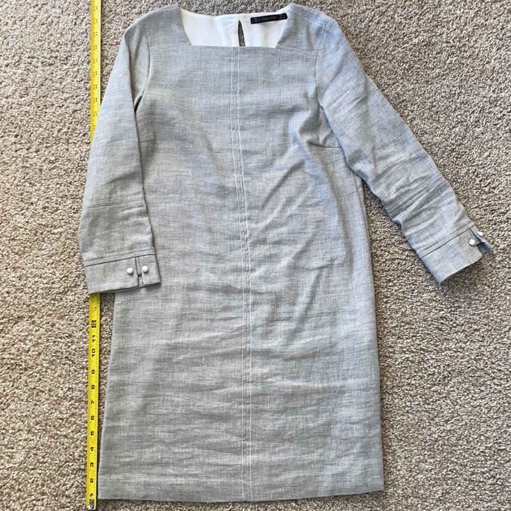 Zara grey linen shift dress